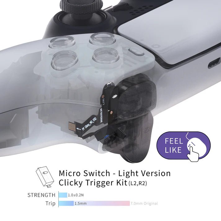 Micro Switch - Light Version Clicky Hair Trigger Kit for PS5 Controller Shoulder Buttons, Ergonomic Micro Switch Bumper Trigger Buttons Mouse Click for PS5 Controller BDM-010 & BDM-020.