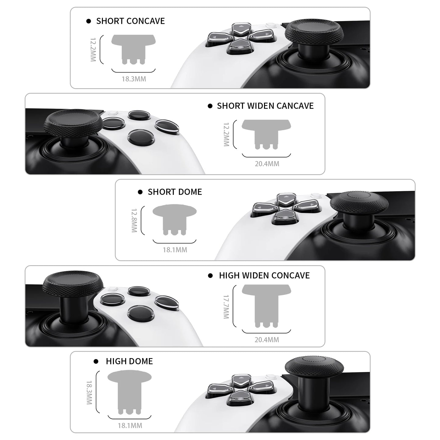 eXtremeRate ThumbsGear Interchangeable Thumbsticks for ps5 Edge Controller, Replacement Analog Thumb Sticks Caps - 6 Colors.