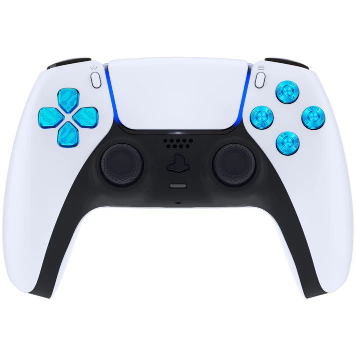 eXtremeRate Replacement Aluminum Metal Dpad ABXY Buttons for PS5 Controller - Blue.