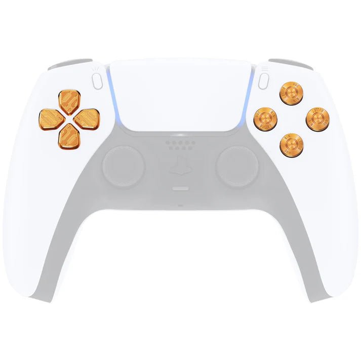 Replacement Aluminum Metal Dpad ABXY Buttons for PS5 Controller - Gold.