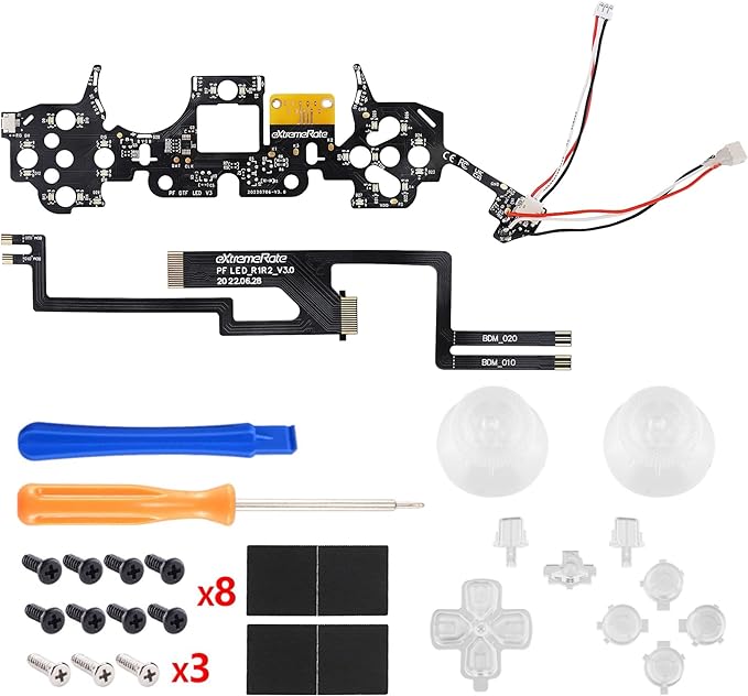 eXtremeRate Multi-Colors Luminated D-pad Thumbstick Share Option Home Face Buttons for PS5 Controller BDM-010 & BDM-020, 7 Colors 9 Modes DTF V3 LED Kit for PS5 Controller - Controller NOT Included.