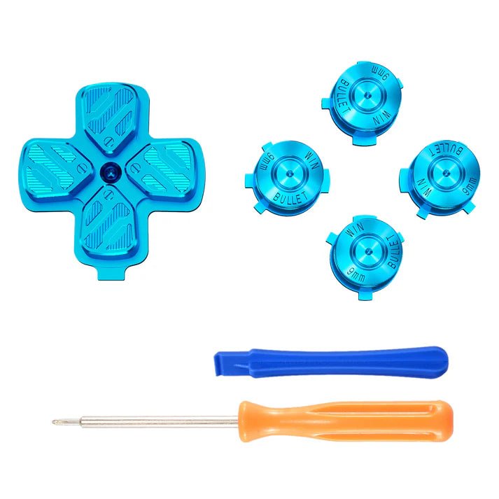 eXtremeRate Replacement Aluminum Metal Dpad ABXY Buttons for PS5 Controller - Blue.