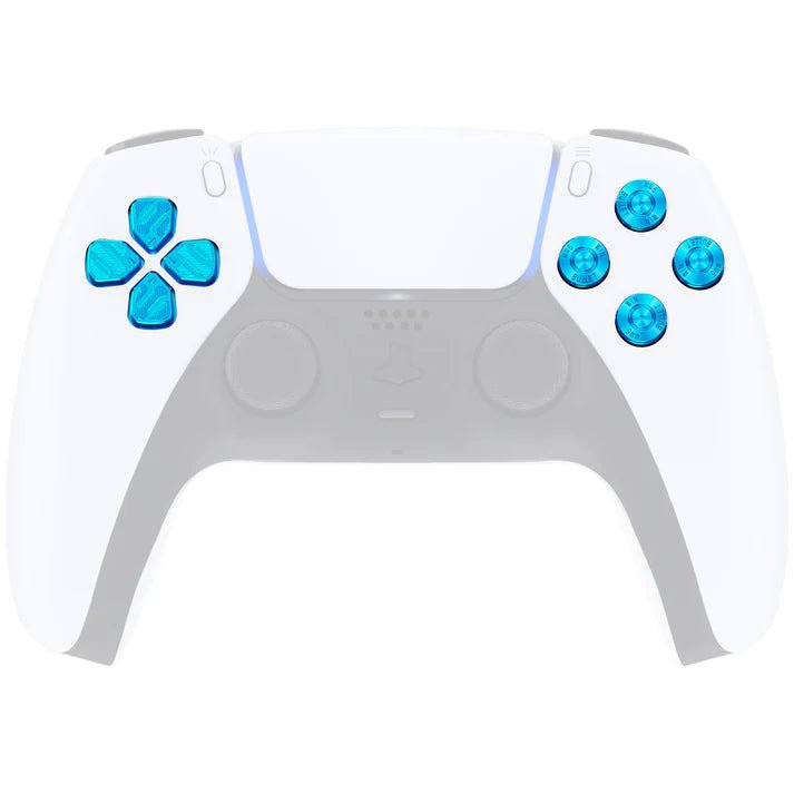 eXtremeRate Replacement Aluminum Metal Dpad ABXY Buttons for PS5 Controller - Blue.